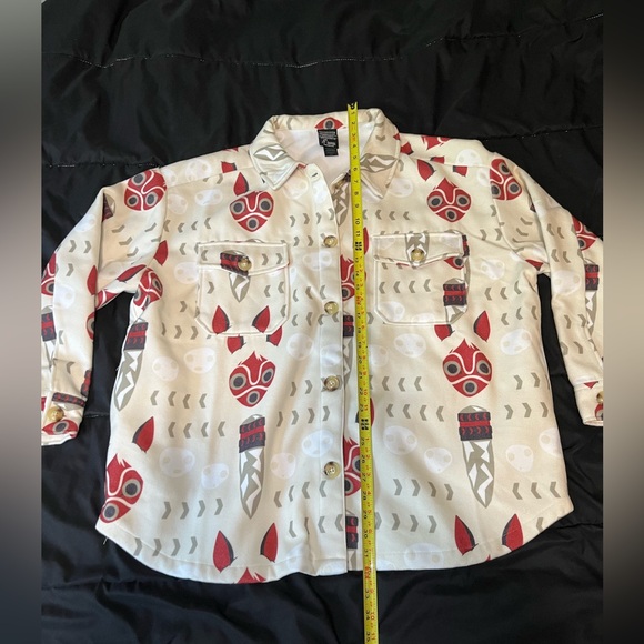 Princess Mononoke Fleece Shirt Jacket Women's XL Beige San's Mask Anime 1997 - Picture 8 of 13
